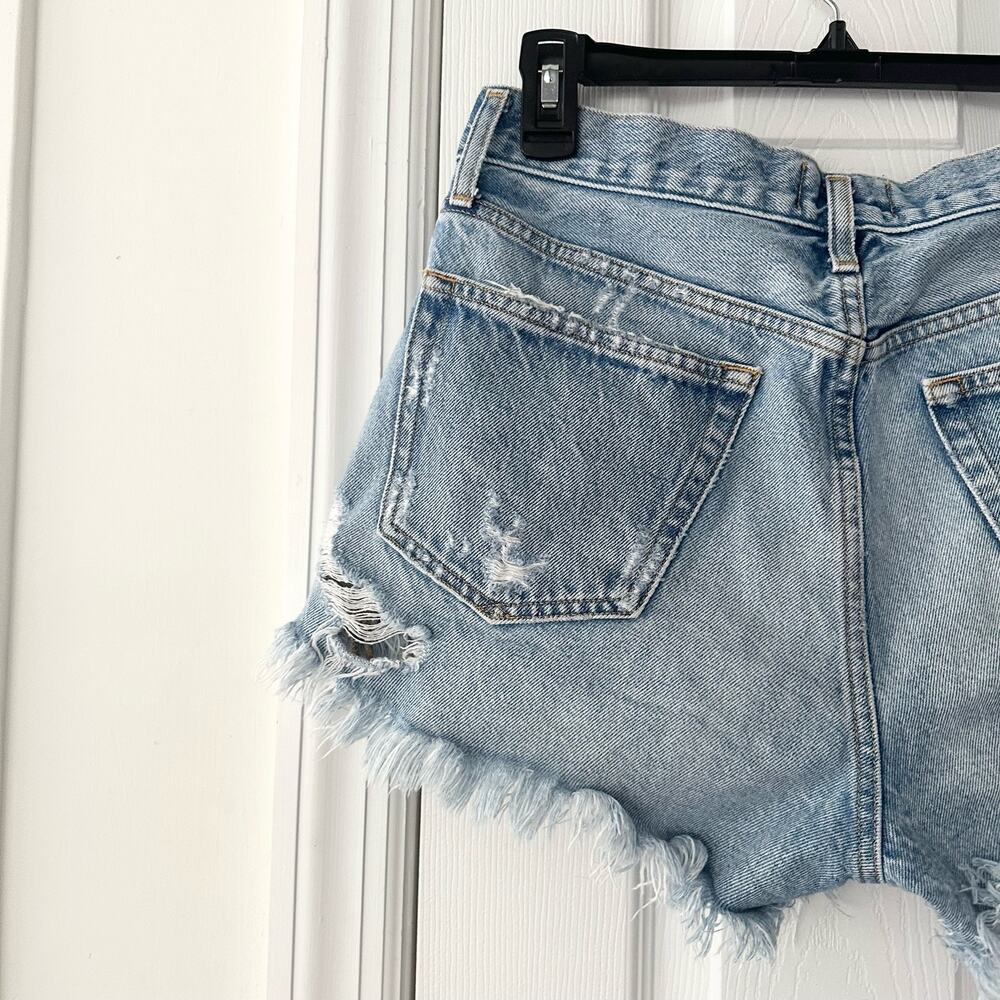 Agolde Parker Vintage Distressed Cut Off Denim Shorts in Swapmeet 26 - Picture 7 of 14